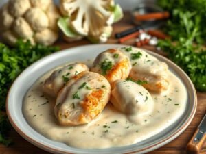 Fricassê de Frango Low Carb com Creme de Couve-Flor