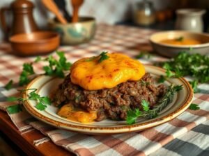 Escondidinho de Carne Moída com Purê de Abóbora