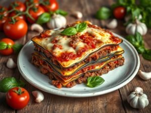 Lasanha de Berinjela com Carne Moída e Queijo Delícia
