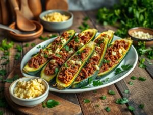 Abobrinha Recheada com Carne Seca e Queijo Coalho