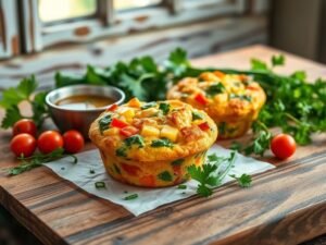 Muffin Salgado de Ovos com Legumes e Frango
