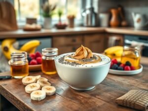 Iogurte Caseiro Proteico com Chia e Amendoim