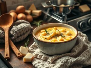 Sopa de Queijo com Batata do Inverno Aconchegante