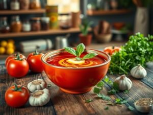 Sopa de Tomate Espanhola com Toque Brasileiro