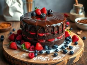Receita de Montanha Russa: Bolo de Chocolate com Recheio de Frutas Vermelhas