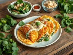 Panqueca Recheada de Frango com Espinafre