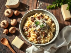 Risoto de Cogumelos Frescos e Queijo Parmesão da Vovó