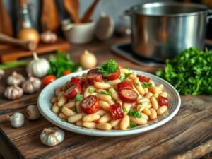Feijão Branco com Linguiça Calabresa à Moda Brasileira