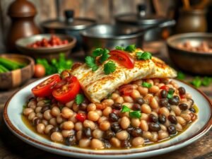 Feijão Fradinho com Bacalhau à Brasileira