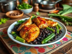 Feijão com Quiabo e Frango à Moda Brasileira