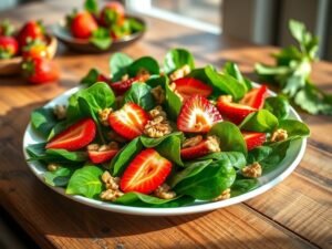 Salada de Espinafre com Morango e Nozes Deliciosa
