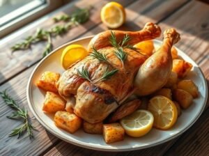 Frango Assado com Ervas, Limão e Batatas
