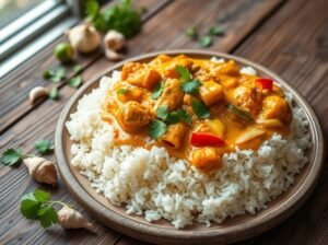 Curry Frango Leite Coco Basmati