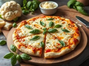 Pizza de Couve-Flor com Queijo e Manjericão