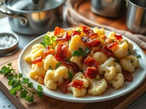 Couve-Flor Refogada com Bacon, Alho e Cebola