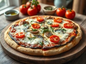 Pizza Portobello Queijo Tomate Orégano