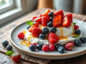 Queijo Cottage com Frutas Vermelhas e Mel Energético