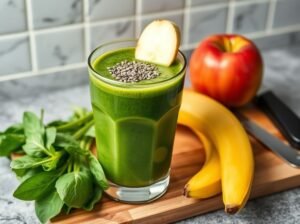 Smoothie Verde Energizante de Espinafre, Banana e Maçã